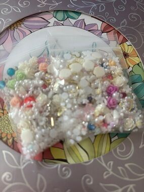 Wedding white nails with this custom nail Art charm bag. Hearts Butterflies Bows